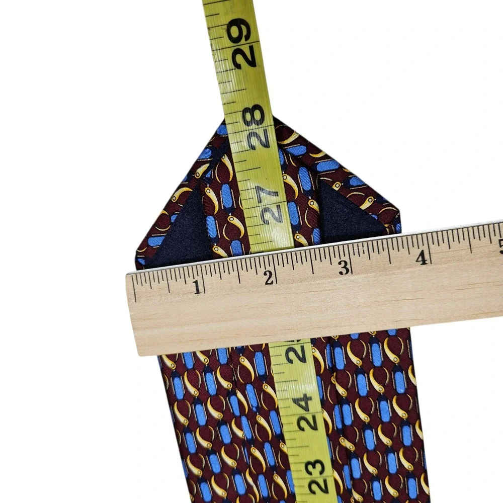 Roberta Baldini Firenze‎ Silk Necktie Burgundy Blue Yellow Geometric Pattern